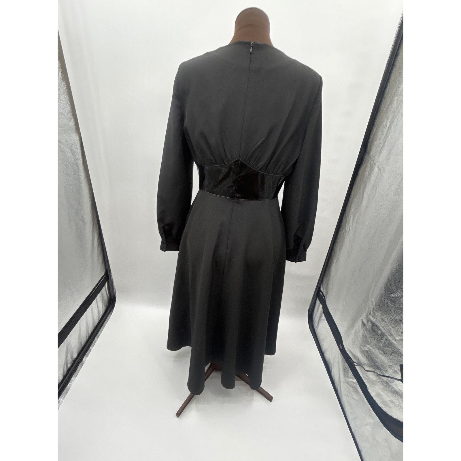 Nwt Lattelier Black Fit Flare Dress Xl Long Sleeve Minimalist Capsule Wardrobe — image 4 of 8